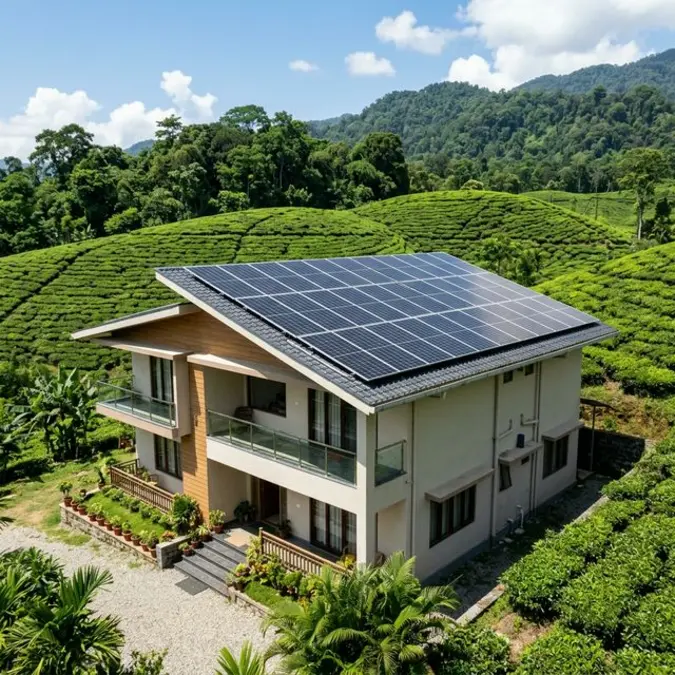 5kW rooftop solar system installed on a modern Assam home